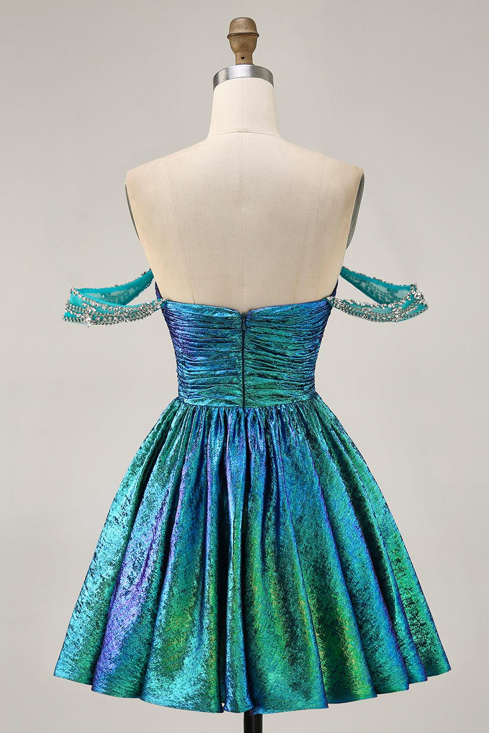 Metallic Golden A Line Off The Shoulder Homecoming Dress