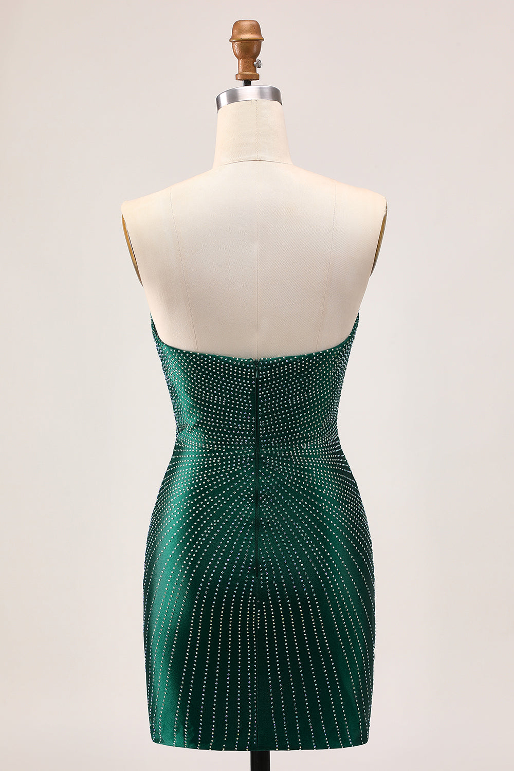 Strapless Bodycon Beaded Dark Green Homecoming Dress With Slit