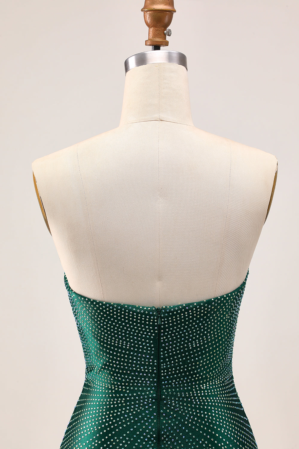 Strapless Bodycon Beaded Dark Green Homecoming Dress With Slit