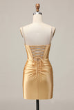 Golden Corset Appliqued Bodycon Homecoming Dress