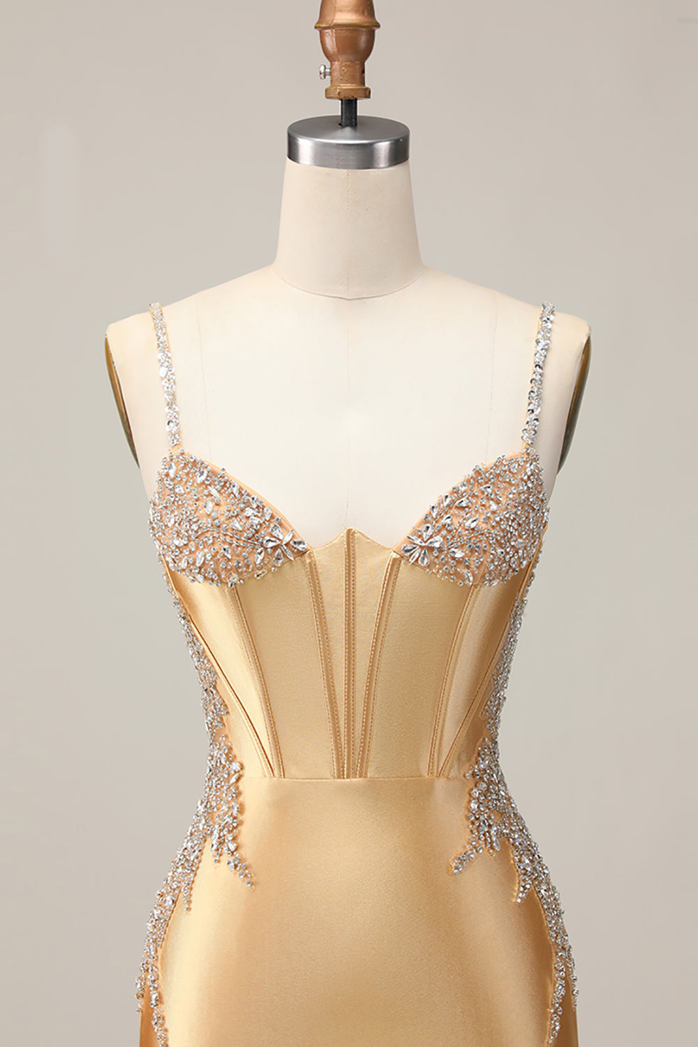 Golden Corset Appliqued Bodycon Homecoming Dress
