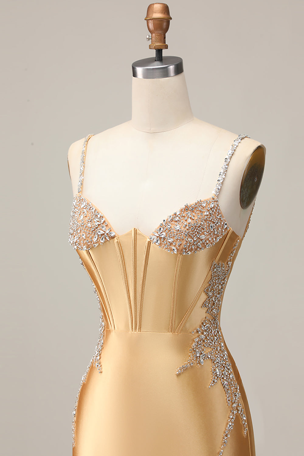 Golden Corset Appliqued Bodycon Homecoming Dress