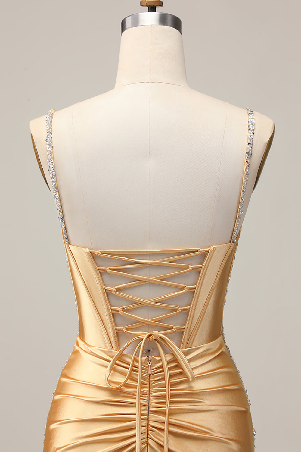 Golden Corset Appliqued Bodycon Homecoming Dress