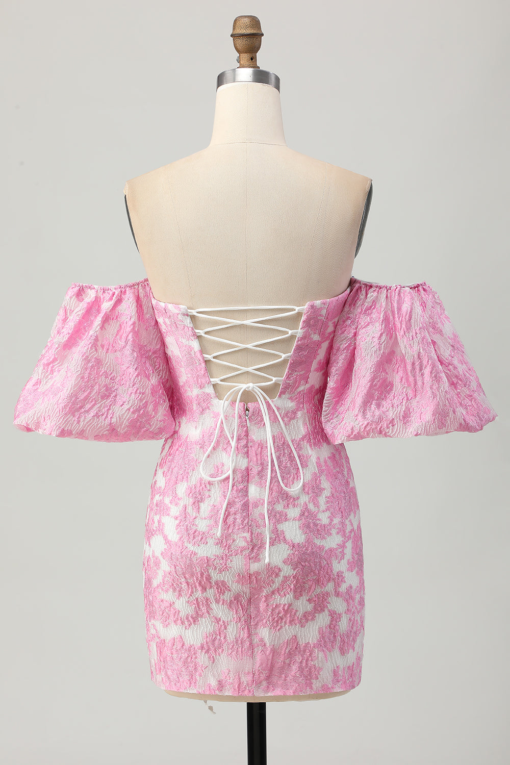 Strapless Pink Floral Bodycon Homecomig Dress With Removable Sleeves