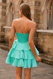 Corset Sweetheart A Line Green Homecoming Dress with Beading