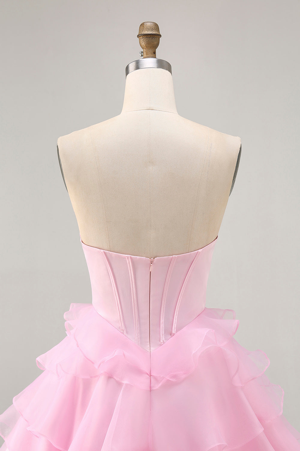 Black Strapless A Line Tiered Corset Homecoming Dress with Beading