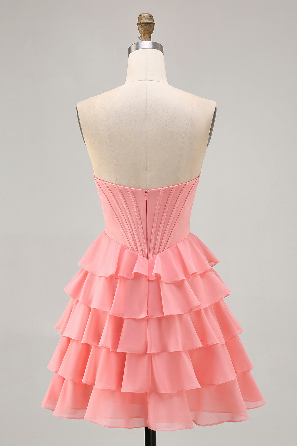 Blush A-Line Tiered Ruffle Corset Strapless Homecoming Dress