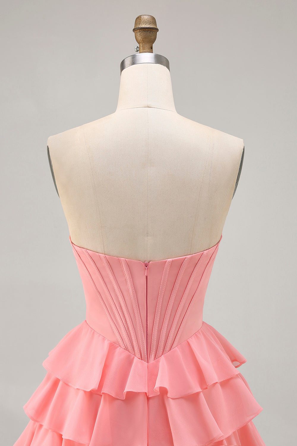 Blush A-Line Tiered Ruffle Corset Strapless Homecoming Dress