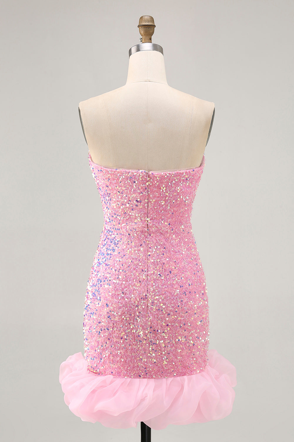 Pink Sequin Bodycon Homecoming Dress With Detachable Sleeves