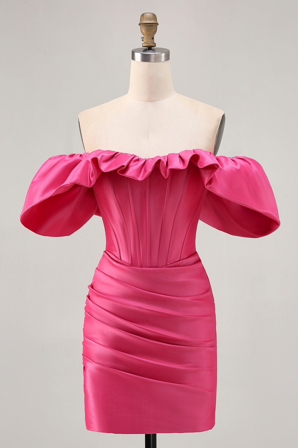 Fuchsia Off The Shoulder Corset Bodycon Homecoming Dress
