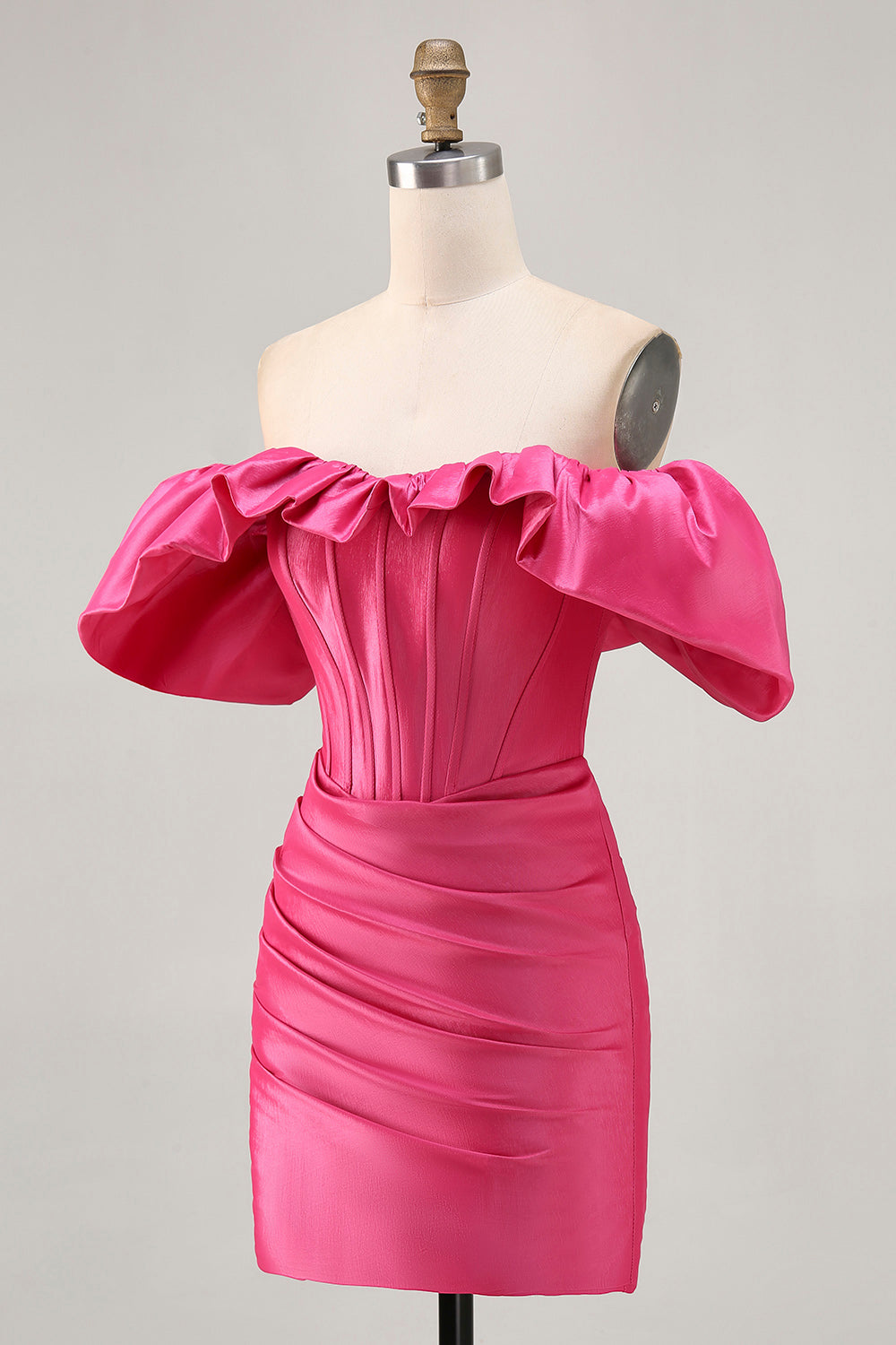 Fuchsia Off The Shoulder Corset Bodycon Homecoming Dress