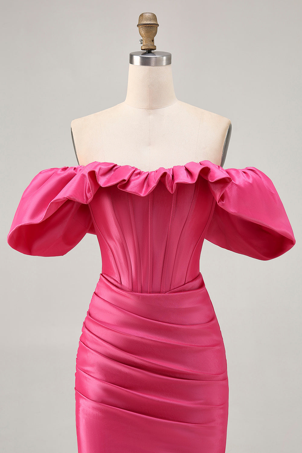 Fuchsia Off The Shoulder Corset Bodycon Homecoming Dress