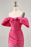Fuchsia Off The Shoulder Corset Bodycon Homecoming Dress