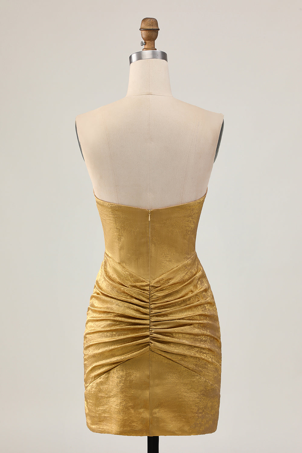 Strapless Golden Bodycon Homecoming Dress With Appliques