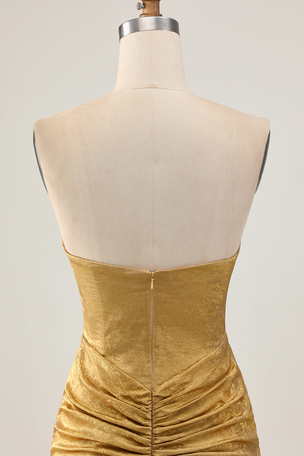 Strapless Golden Bodycon Homecoming Dress With Appliques