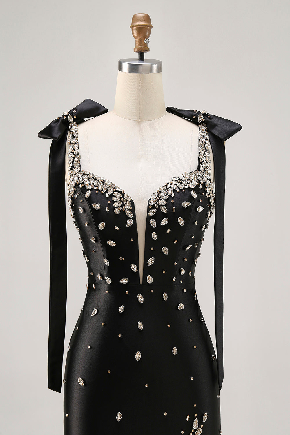 Black Rhinestone Tight Homecoming Dress with Slit