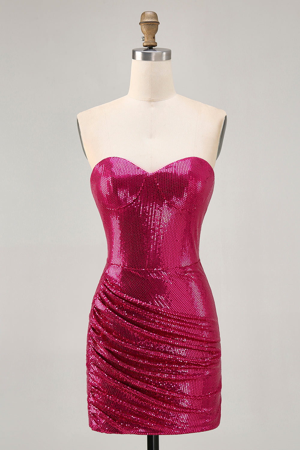 Sparkly Fuchsia Sweetheart Bodycon Homecoming Dress