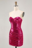 Sparkly Fuchsia Sweetheart Bodycon Homecoming Dress