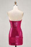 Sparkly Fuchsia Sweetheart Bodycon Homecoming Dress