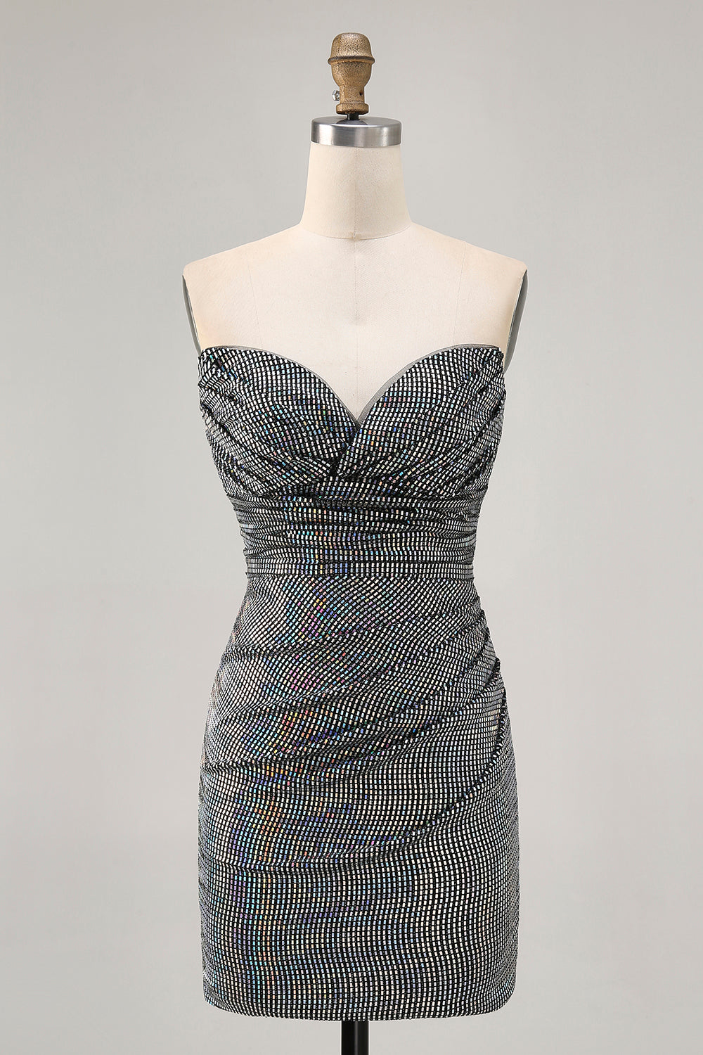 Beaded Strapless Bodycon Black Homecoming Dress