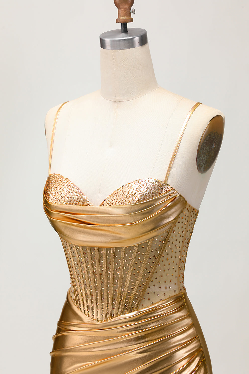 Bodycon Corset Beaded Golden Homecoming Dress with Lace-up Back