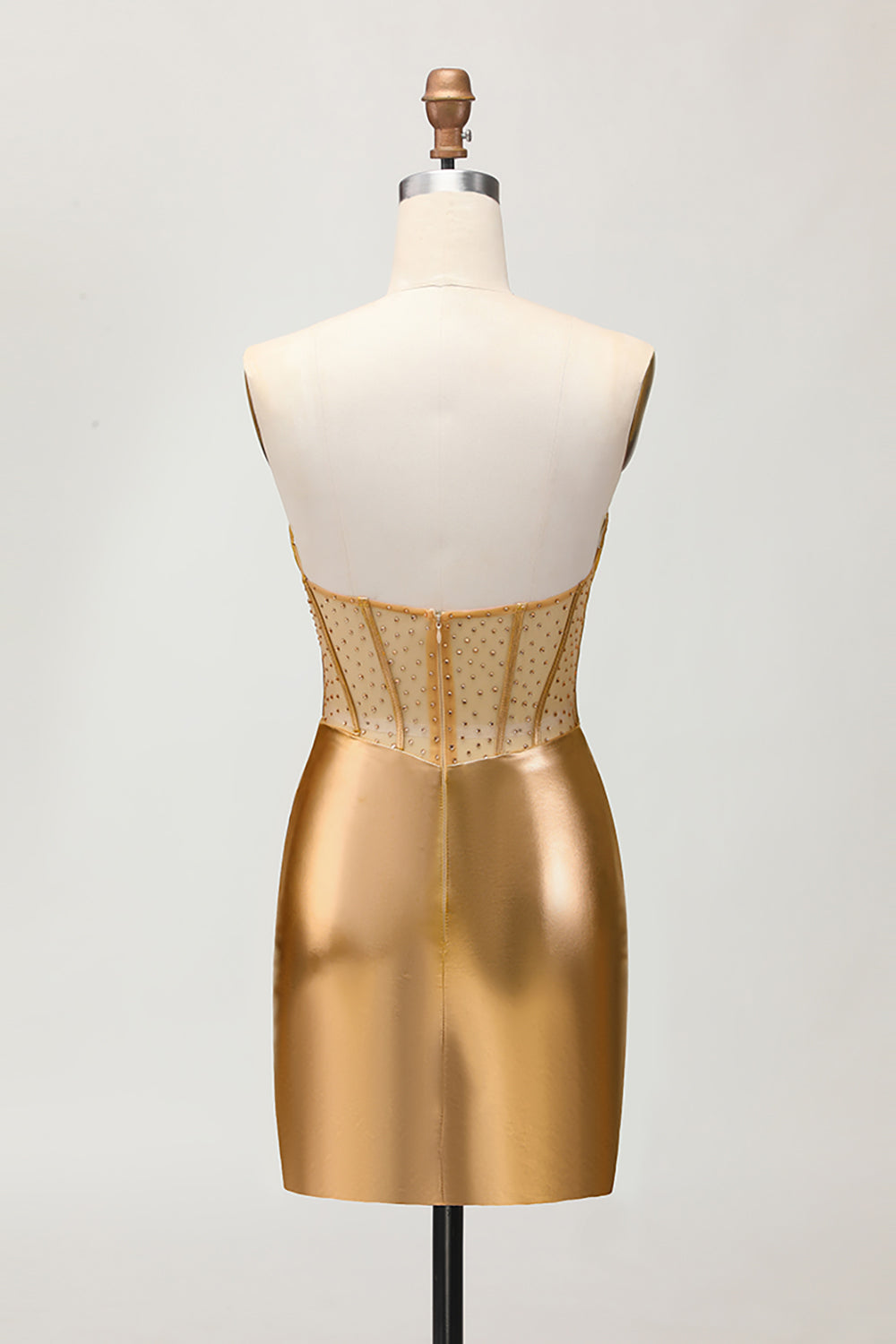 Golden Strapless Corset Tight Homecoming Dress with Beading