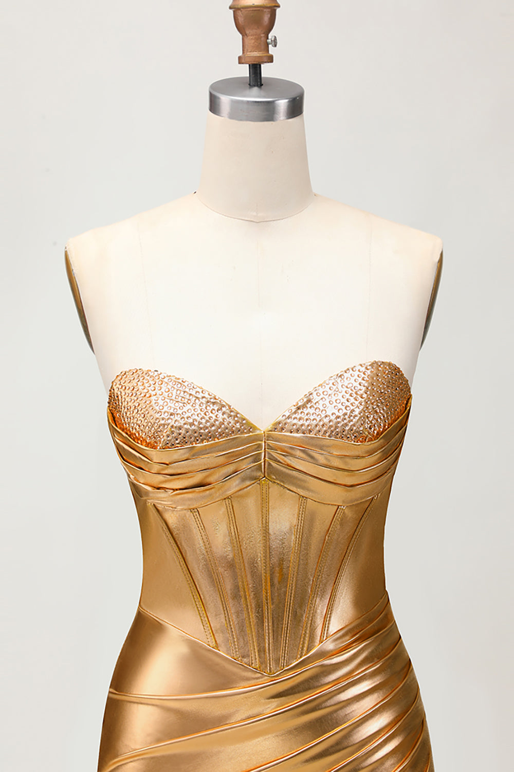 Golden Strapless Corset Tight Homecoming Dress with Beading