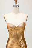 Golden Strapless Corset Tight Homecoming Dress with Beading