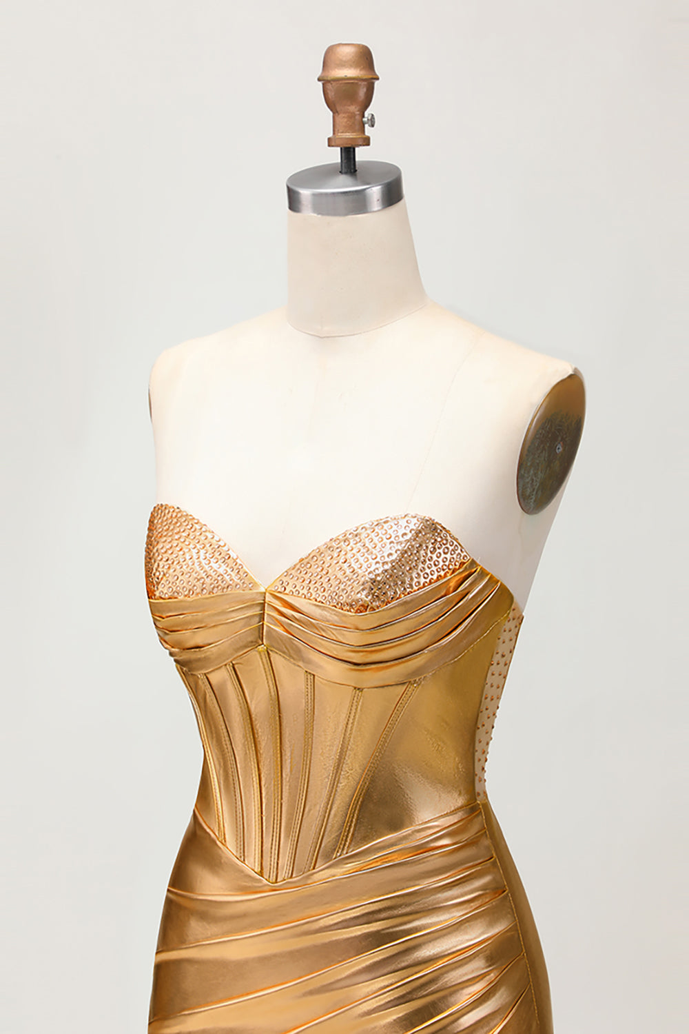Golden Strapless Corset Tight Homecoming Dress with Beading