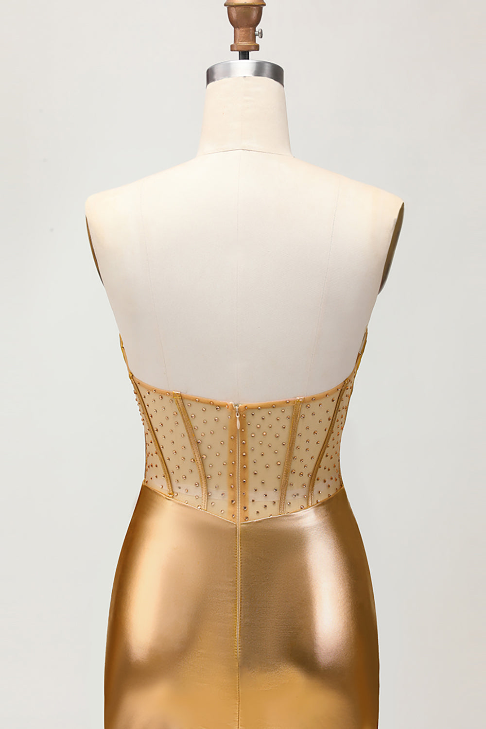 Golden Strapless Corset Tight Homecoming Dress with Beading