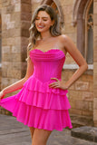 Fuchsia Strapless A-Line Corset Homecoming Dress
