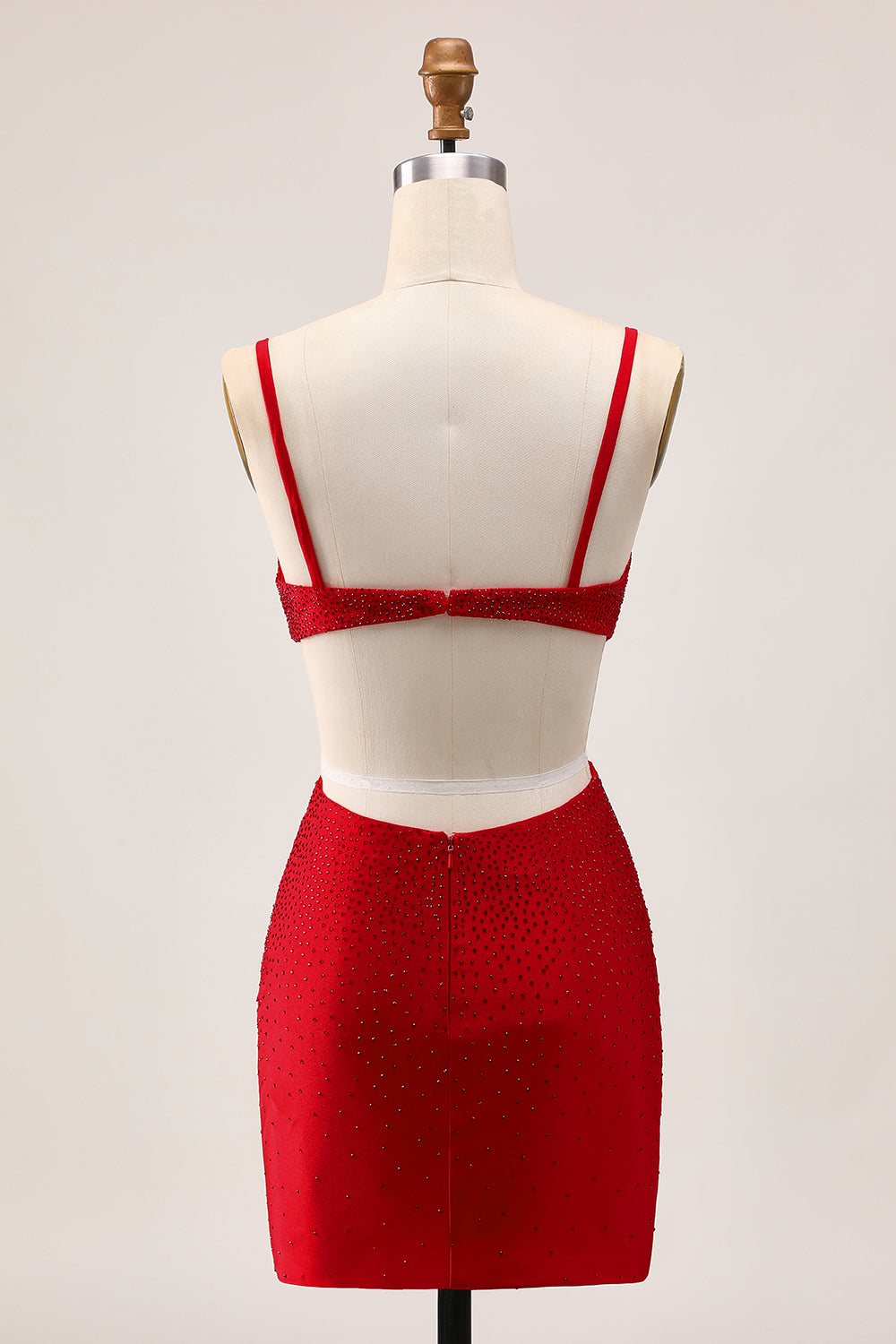 Stylish Beaded Cut-Out Bodycon Red Homecoming Dress