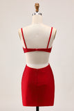 Stylish Beaded Cut-Out Bodycon Red Homecoming Dress