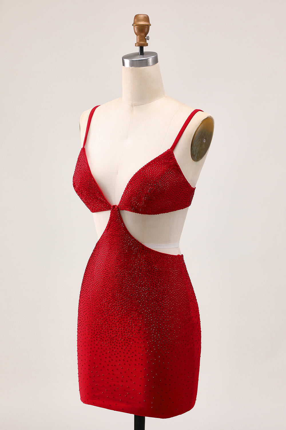 Stylish Beaded Cut-Out Bodycon Red Homecoming Dress