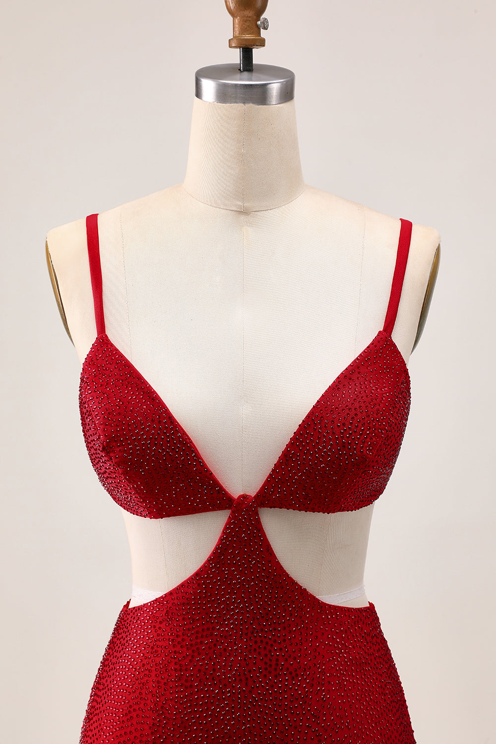 Stylish Beaded Cut-Out Bodycon Red Homecoming Dress