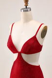 Stylish Beaded Cut-Out Bodycon Red Homecoming Dress