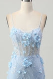 Blush Bodycon Corset Sequin Homecoming Dress with 3D Flowers