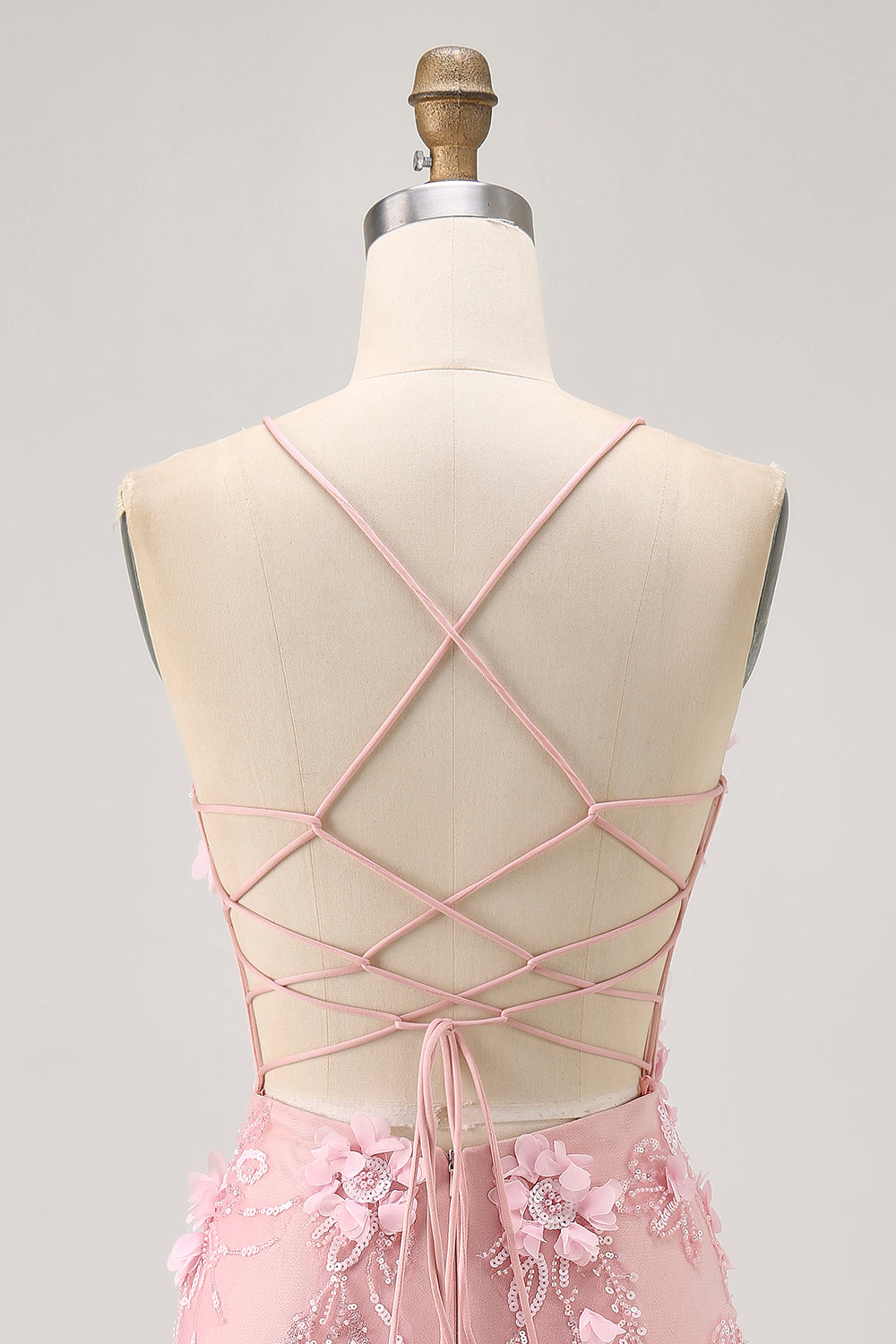 Blush Bodycon Corset Sequin Homecoming Dress with 3D Flowers