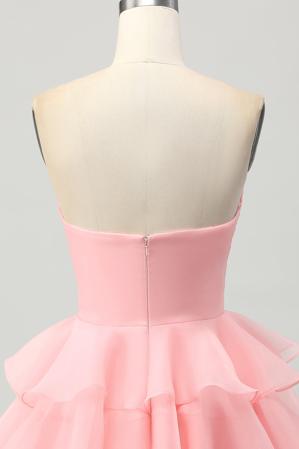 Cute Blush A-Line Tiered Strapless Homecoming Dress