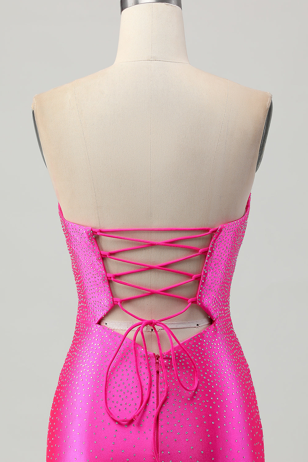 Fuchsia Strapless Cut Out Beaded Bodycon Homecoming Dress