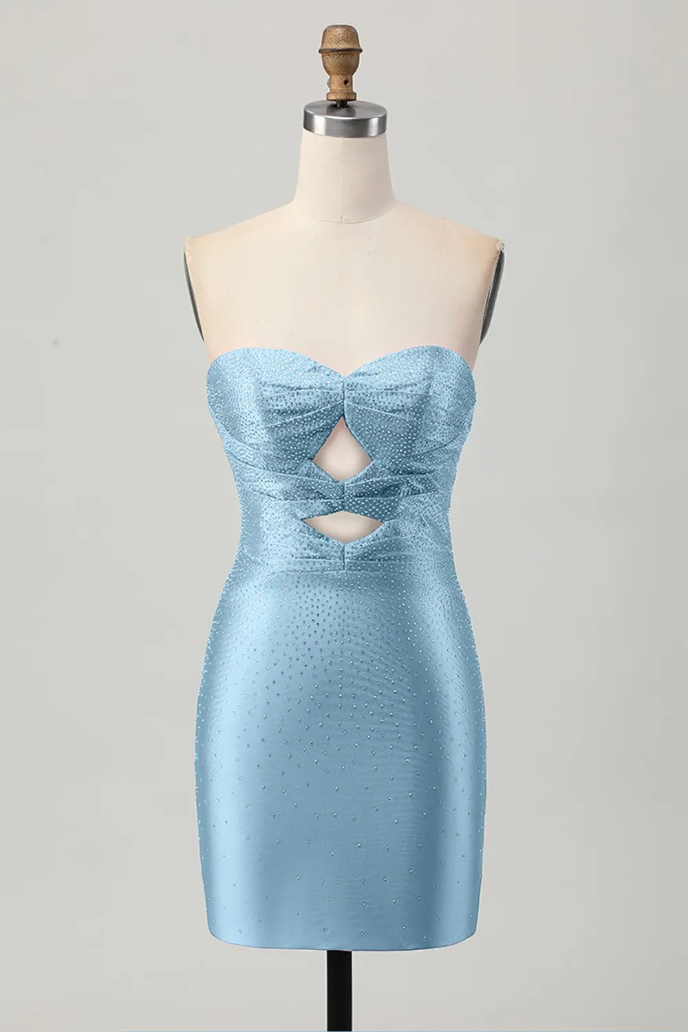 Burgundy Beaded Strapless Cut Out Bodycon Homecoming Dress