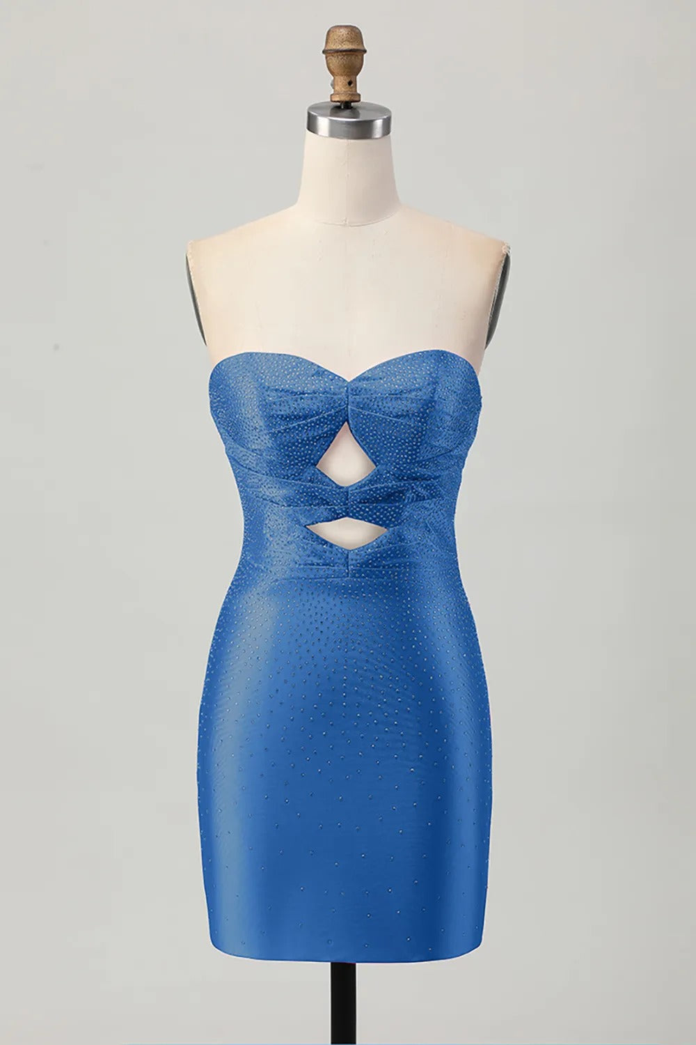 Burgundy Beaded Strapless Cut Out Bodycon Homecoming Dress