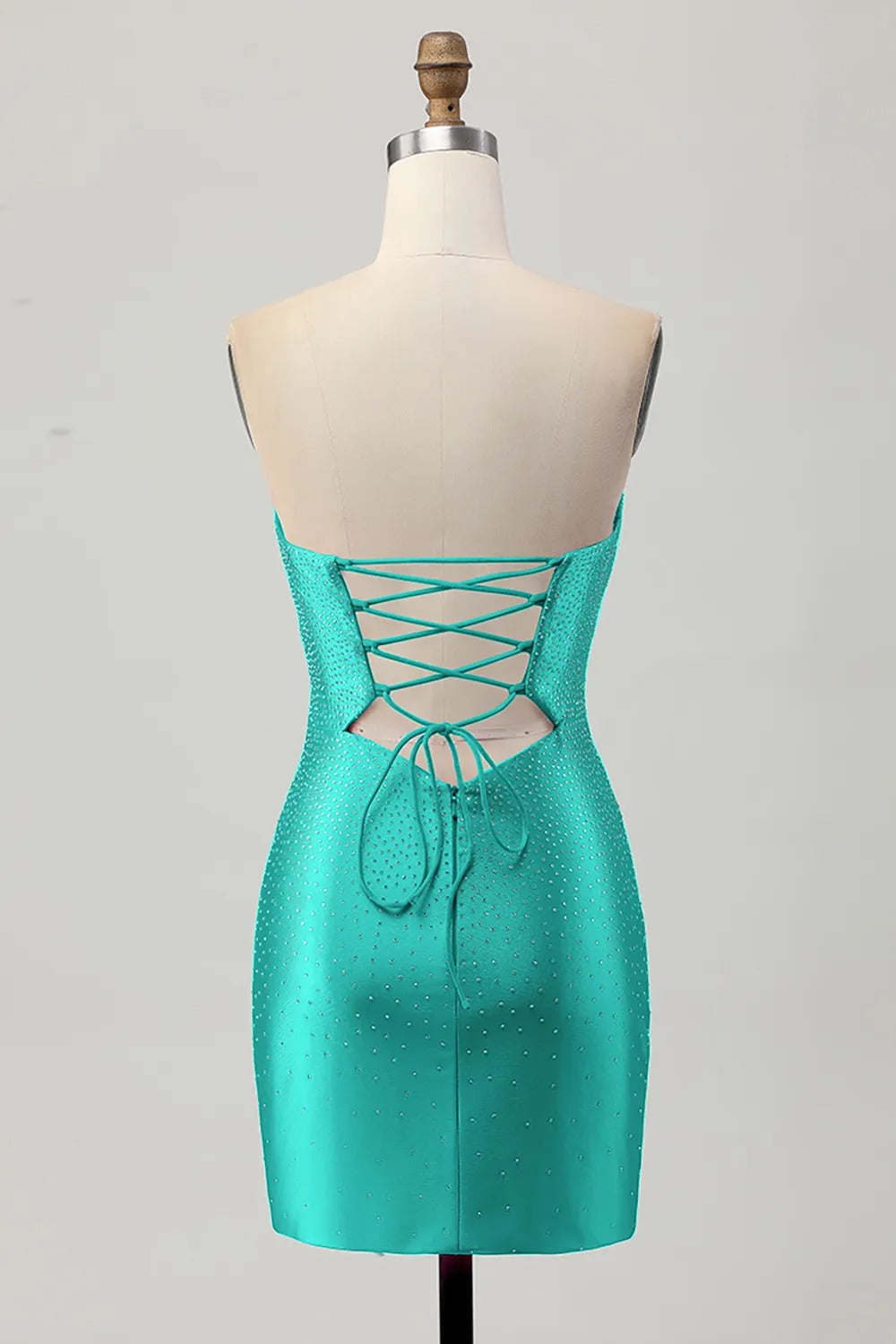 Burgundy Beaded Strapless Cut Out Bodycon Homecoming Dress