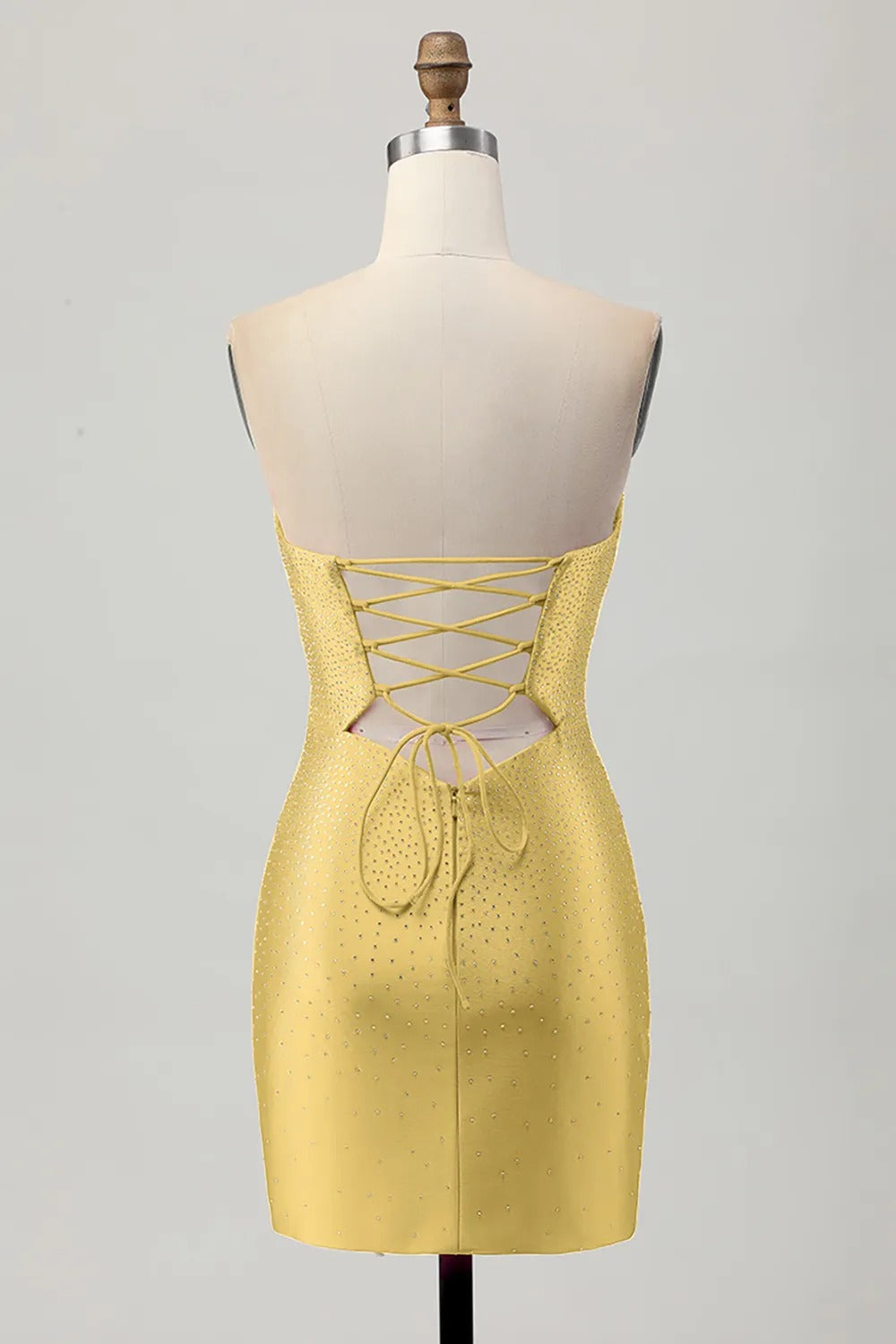 Burgundy Beaded Strapless Cut Out Bodycon Homecoming Dress