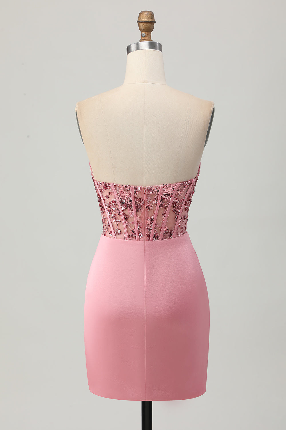 Strapless Corset Bodycon Blush Homecoming Dress with Sequins