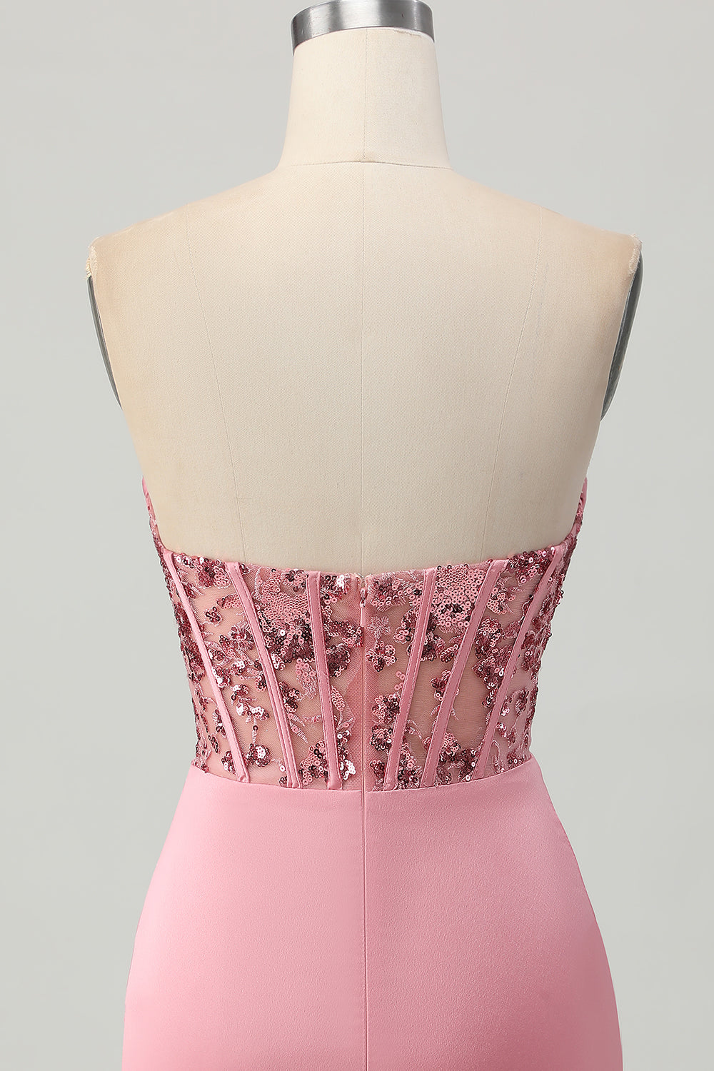 Strapless Corset Bodycon Blush Homecoming Dress with Sequins