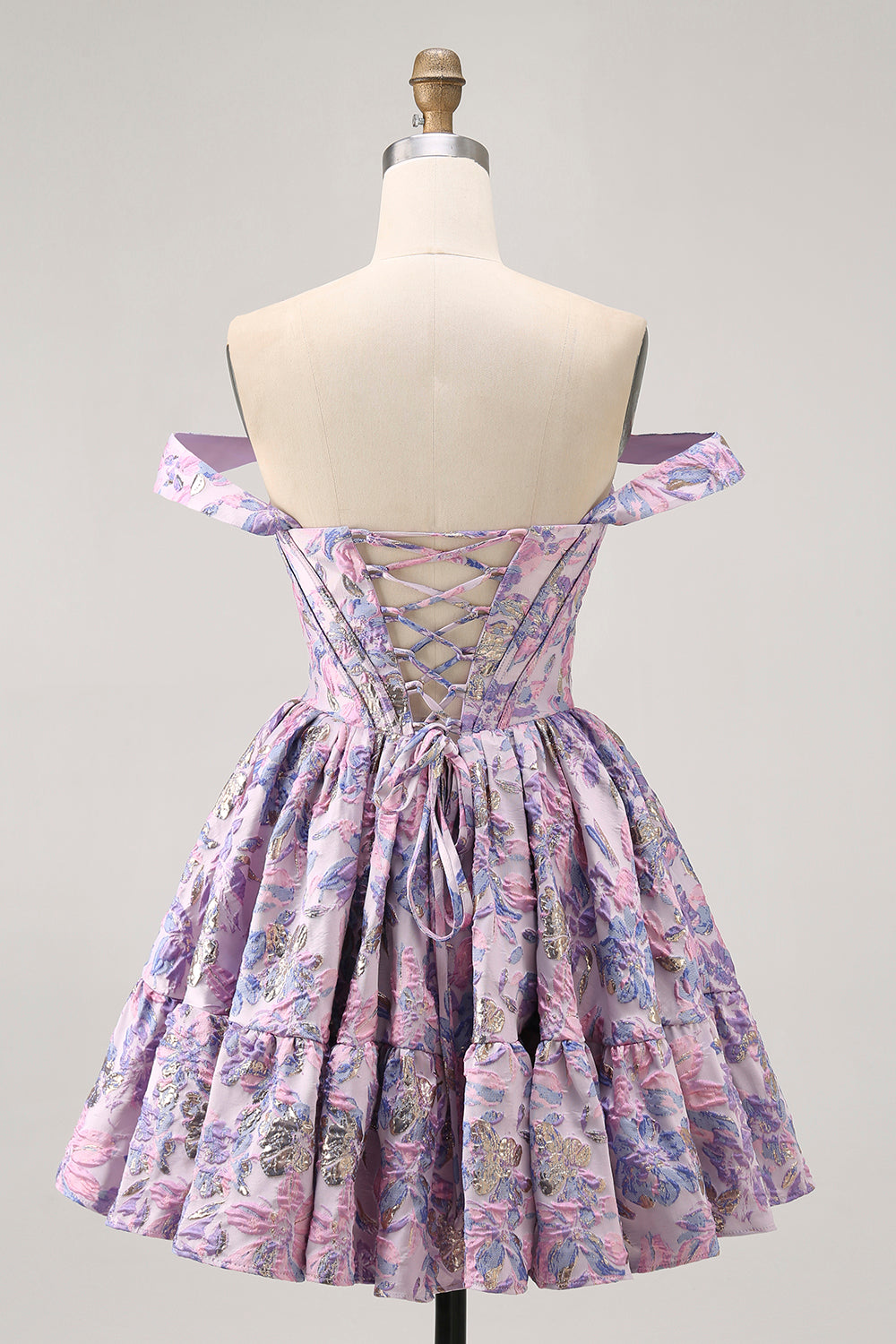 Dark Green Brocade Floral A Line Corset Homecoming Dress