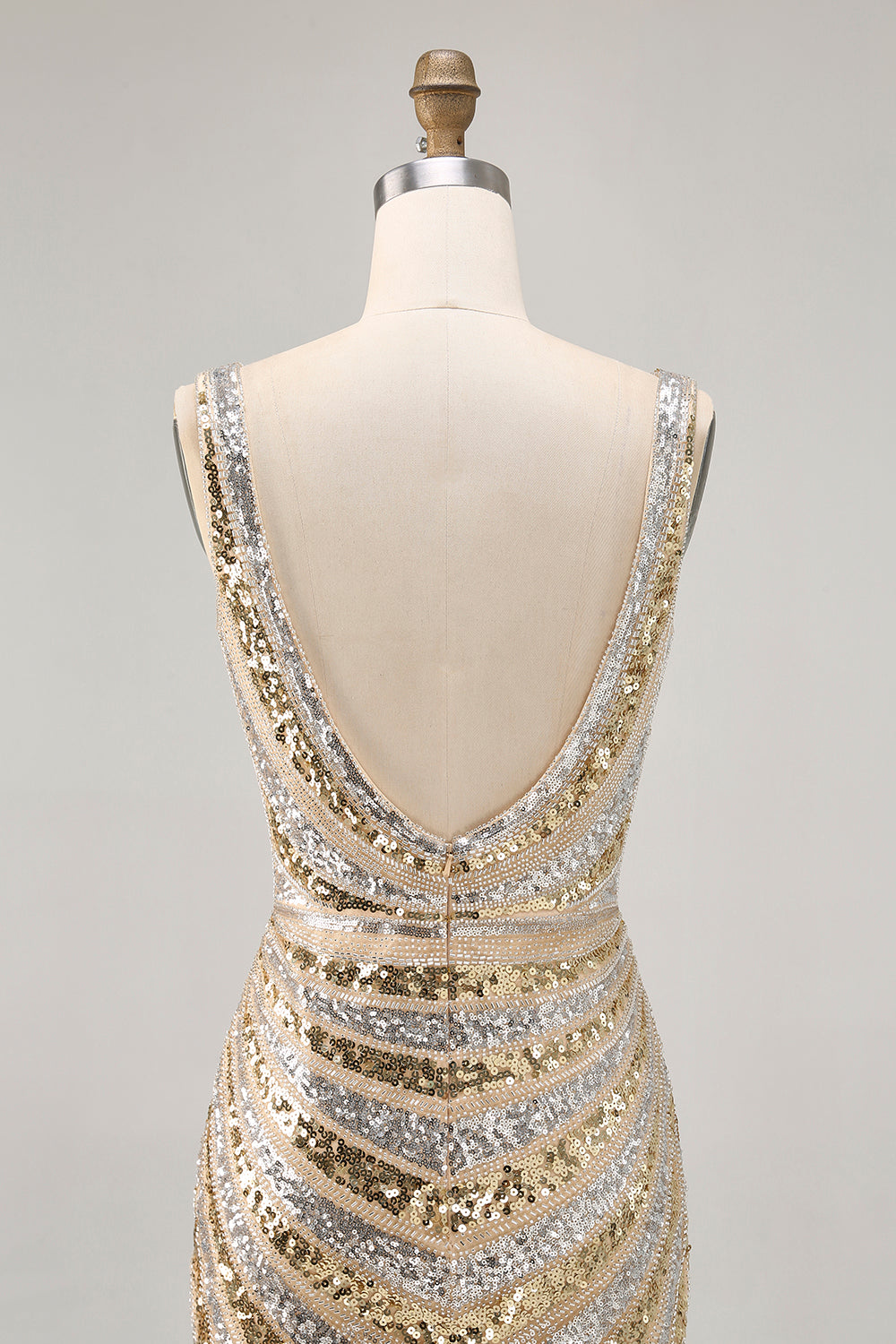 Sparkly Golden V-Neck Bodycon Homecoming Dress