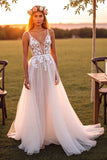 Lace A Line White Long Wedding Dress