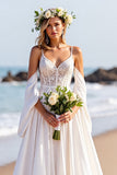 Lace White Long A Line Wedding Dress